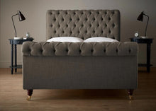 Load image into Gallery viewer, Brown Highland Wool Chesterfield Bed