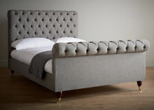 Load image into Gallery viewer, Grey Highland Wool Chesterfield Bed