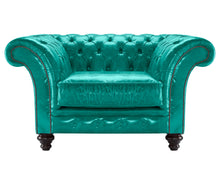 Load image into Gallery viewer, Milano Chesterfield Club Azure Lustro Leather handmade